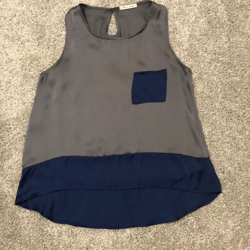 Grey and Navy High Low Tank